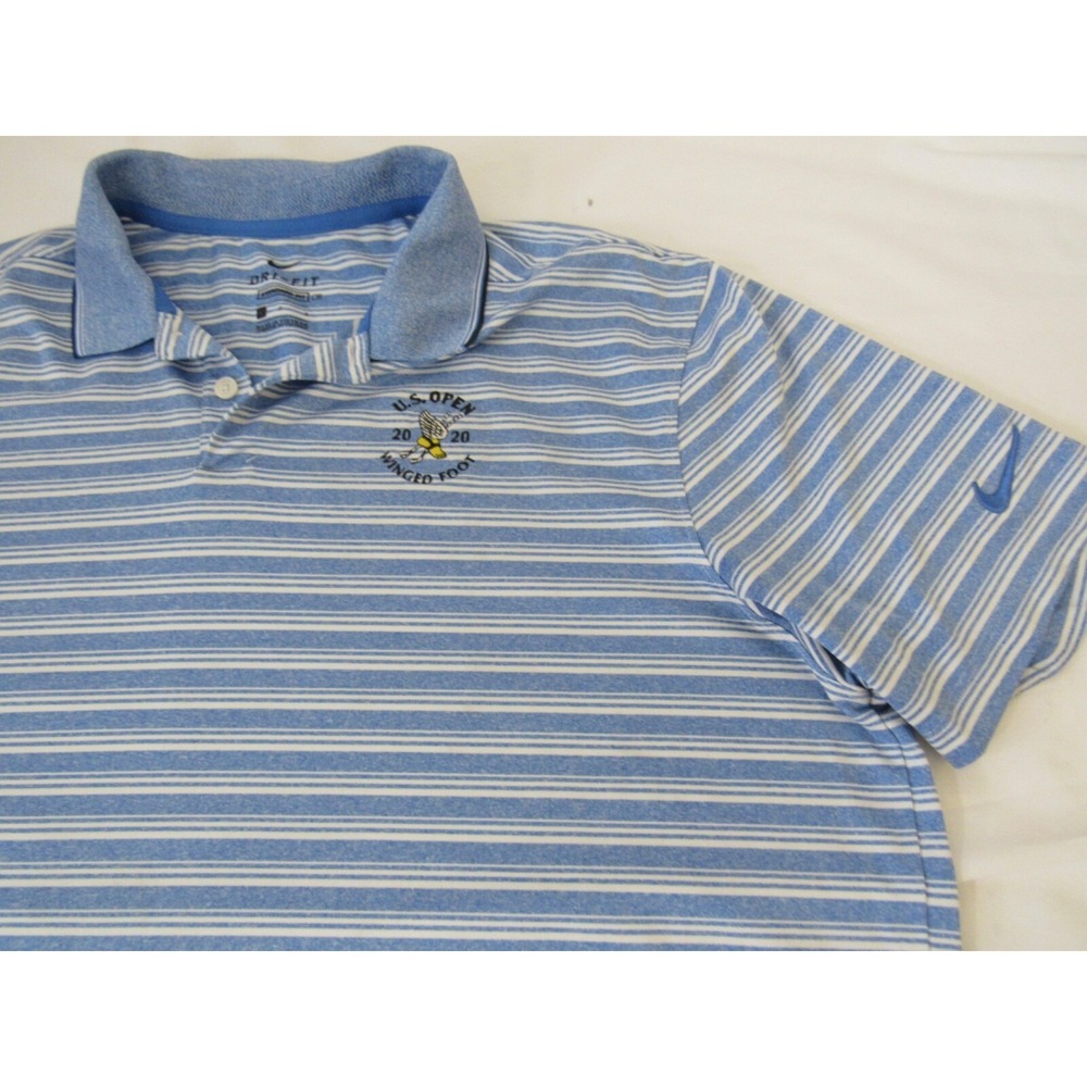 Nike Dri-fit Polyester Blue US OPEN Winged Foot 2020 Logo Series Golf Shirt Sz L